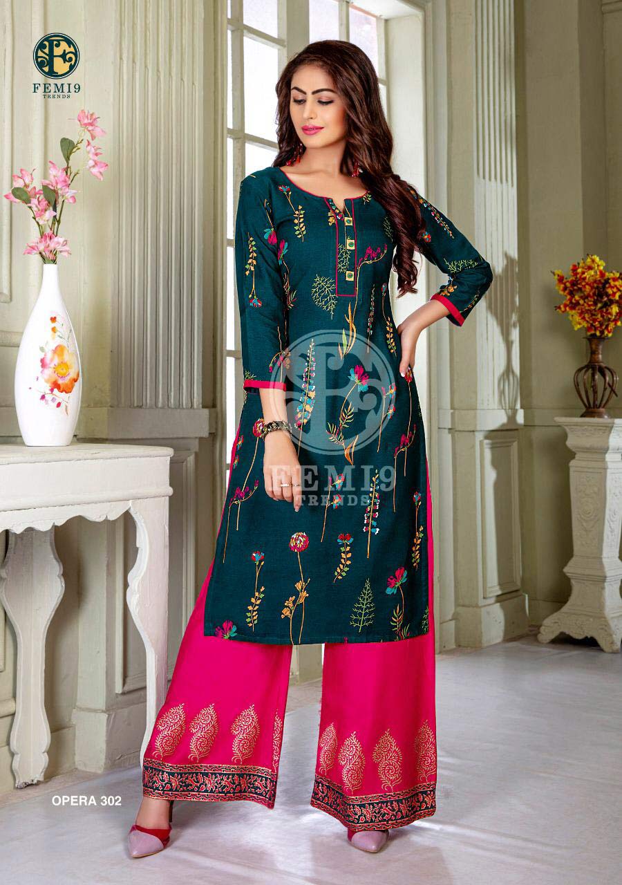 Opera Vol-3 Femi9Trends Rayon Interlock Palazzo Kurti Opera Vol-3 Femi9Trends Rayon Interlock Palazzo Kurti